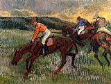 Edgar Degas Canvas Paintings - Three Jockeys